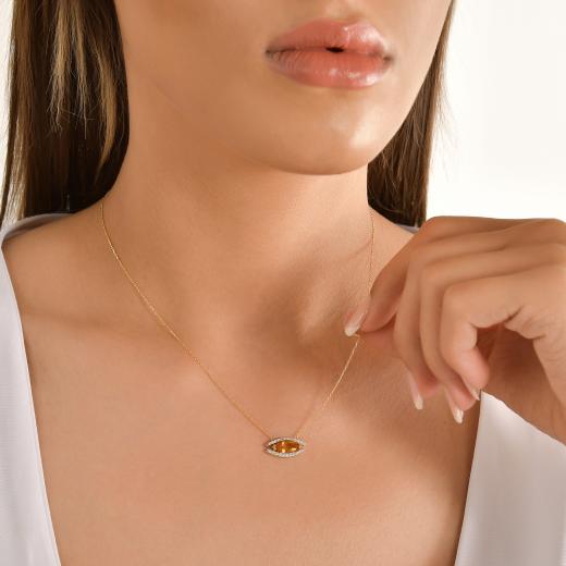 1.12 kt. Diamant-Citrin-Halskette